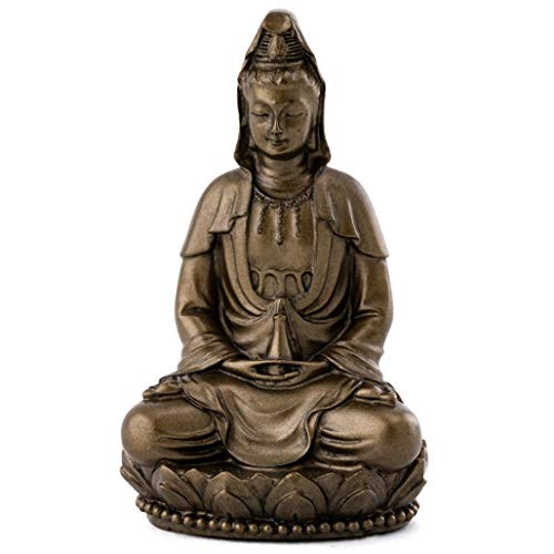 Top Collection Small Quan Yin Decorative Statue - Hand-Painted Guan Yin Sculpture with Bronze Finish Look - 3-Inch East Asian Deity Goddess of Compassion and Mercy Figurine
