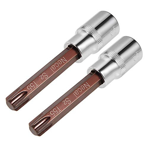 uxcell 12-Inch Drive T55 Torx Bit Socket S2 Steel 100mm Length 2 Pcs