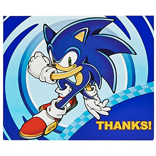 Sonic The Hedgehog Birthday Party Supplies 16 Pack Thank You Notes