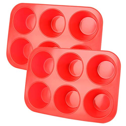 Tosnail 2 Pack 6 Large Cups Non-stick Silicone Muffin Pan and Cupcake Pan