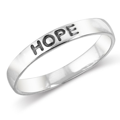 925 Sterling Silver HOPE Stackable Friendship Band Ring - Size 9
