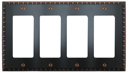 Amerelle Egg  and  Dart Quadruple Rocker Cast Metal Wallplate in Aged Bronze