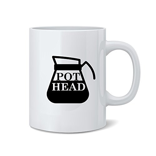 Pot Head - Funny Mug - White 11 Oz_ Coffee Mug - Great Novelty Gift for Mom Dad Co-Worker Boss Coffee Lovers and Friends by Mad Ink Fashions