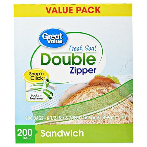 Great Value Double Zipper Sandwich Bags 200 count