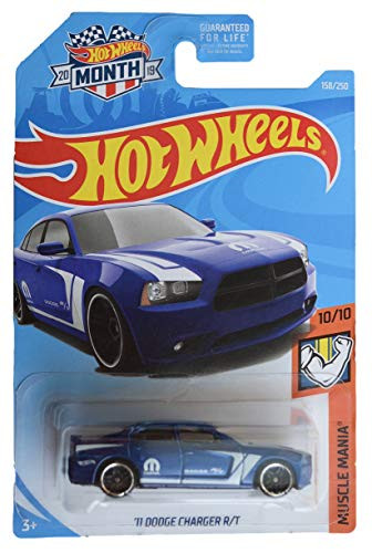 Hot Wheels Muscle Mania 1010 Blue 11 Dodge Charger RT 158250 2019 Month Card