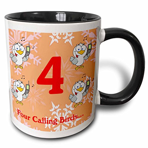 3dRose 12 Days Of Christmas Four Calling Birds Mug 11 oz Black