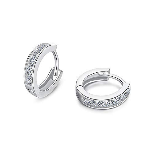 Small CZ Hoop Earrings For Women Teen Girls Cuff Cartilage Pierced Cubic Zirconia 925 Sterling Silver Tiny Hinged Huggie Diamond Hoops Hypoallergenic Jewelry Wedding Birthday Gift for Bridesmaids