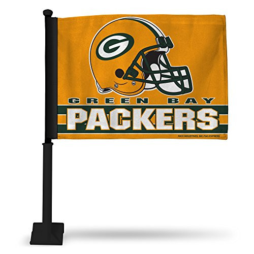 NFL Rico Industries Car Flag including Pole Green Bay Packers NFL Rico Industries Car Flag including Pole Green Bay Packers