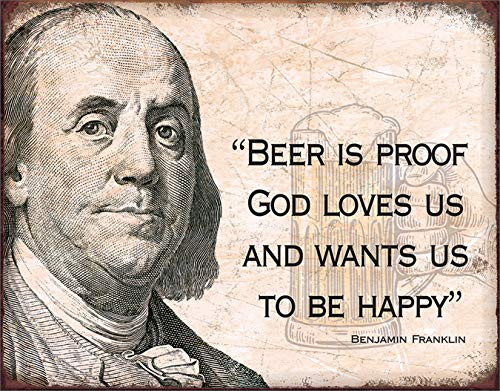 Desperate Enterprises Ben Franklin - Beer Tin Sign 16 W x 12_5 H