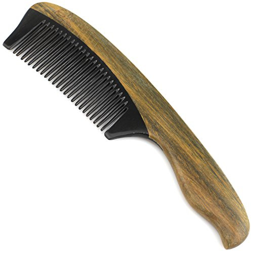Evolatree Horn  and  Wooden Comb for Hair - Handmade Natural Wood Combs with Anti-static  and  No Snag - Smoothing Comb Fine Tooth Ergo 7