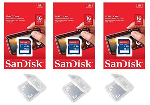 Lot of 3 SanDisk 16GB SD SDHC Class 4 Flash Memory Camera Card SDSDB-016G-B35 Pack   3 Jewel Cases  