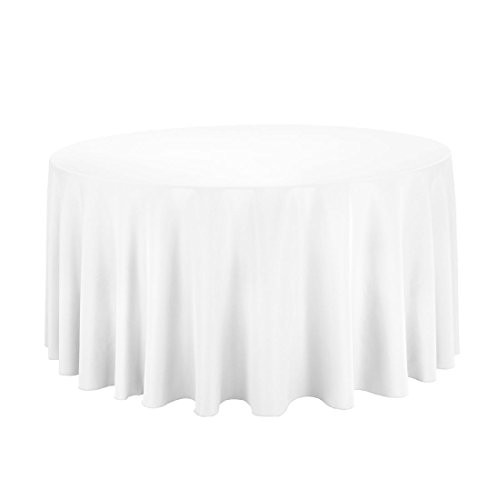 LinenTablecloth 108-Inch Round Polyester Tablecloth White