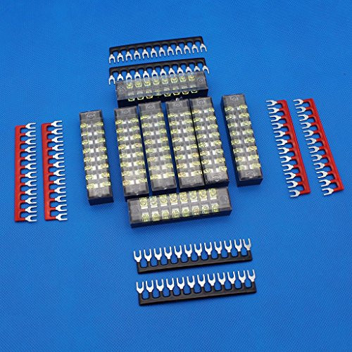 Raogoodcx 16pcs 600V 15A 8 Position Double Row Screw Terminal Strip and 400V 10A 12 Postions RedBlack Pre Insulated Terminal Barrier Strip