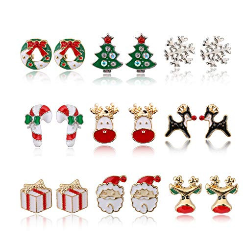 MTSCE 9-12 Pairs Women Christmas Earring Set Cute Festive Jewelry Hypoallergenic Christmas Gifts for Kids Teens Girls 9 Pairs B Style MTSCE 9-12 Pairs Women Christmas Earring Set Cute Festive Jewelry Hypoallergenic Christmas Gifts for Kids Teens Girls 9 Pairs B Style
