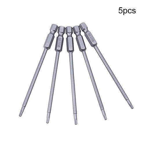 Utoolmart 5 Pcs 14 inches Hex Shank T10 Magnetic Security Torx Screwdriver Bits 3_9-inch Length