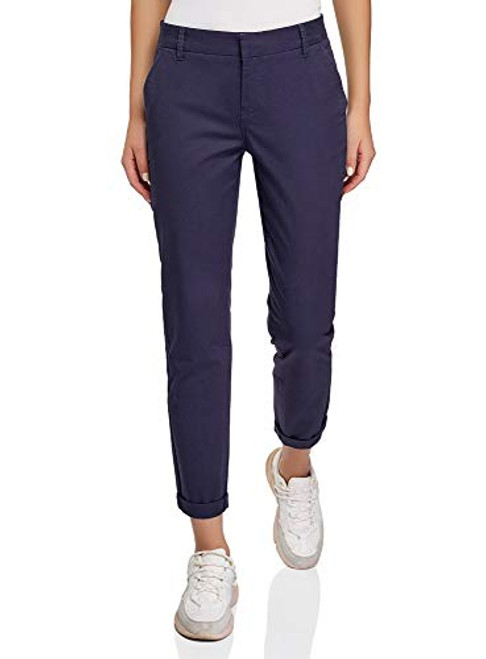 oodji Ultra Womens Basic Cotton Trousers Blue 8