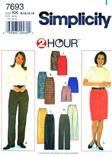 Simplicity 2 Hour Pattern 7693 Misses Skirt and Pants or Shorts Size 8-14 Easy to Sew