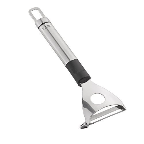 Leifheit Wide Stainless Steel Vegetable Peeler, Black and Silver