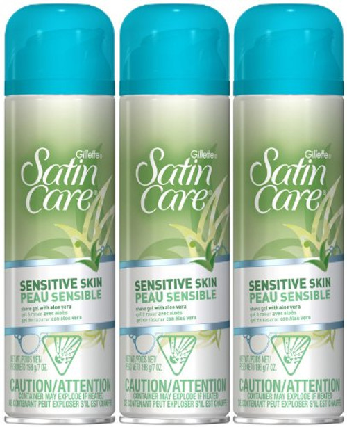 Gillette Satin Care Shave Gel Sensitive Skin 7 oz Pack of 3