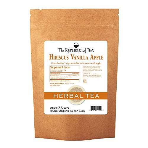 The Republic of Tea Hibiscus Vanilla Apple Superflower Herbal Tea 36 Tea Bag Refill
