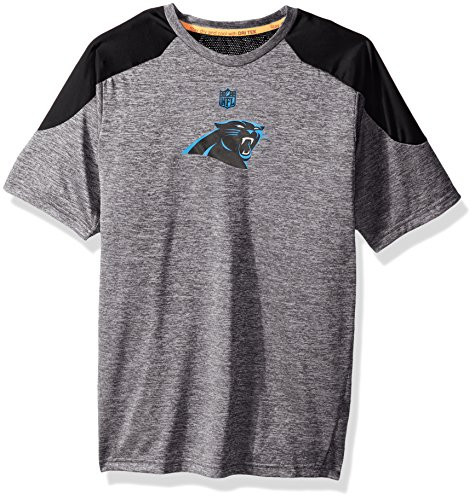 NFL Youth Boys Gamma Short Sleeve Performance Tee-Steel Grey-L14-16 Carolina Panthers