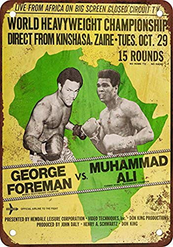 Ucland 1974 Ali vs_ Foreman Rumble in The Jungle Vintage Look Reproduction Metal Tin Sign 8X12 Inches