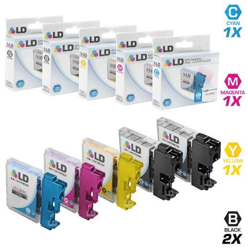 LD Compatible Ink Cartridge Replacement for Brother LC65 High Yield 2 Black 1 Cyan 1 Magenta 1 Yellow 5-Pack