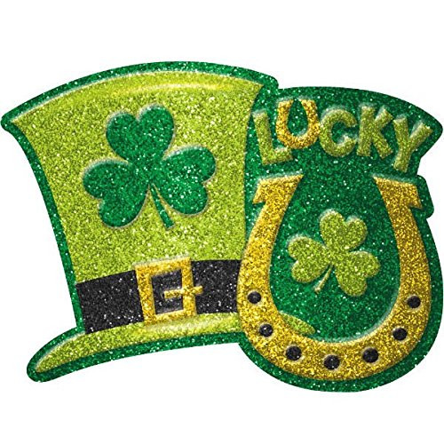 Amscan St_ Patricks Day Lucky Glitter Plastic Cutout  Party Decoration