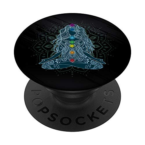 Meditating Lotus Asana Seven Chakras Meditation Yoga PopSockets PopGrip Swappable Grip for Phones  and  Tablets