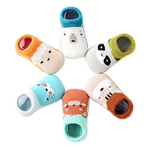 Baby Socks for Girls and Boys - Toddler Animal No Show Non SlipAnti Skid Slippers 6 Pairs 0-3 Years 6 Pairs Animal socks 1-2 Years