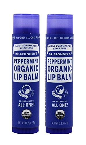 Dr_ Bronners Organic Moisture Lip Balm  and  Magic Massage Balm Peppermint Lip Balm 2 Pack