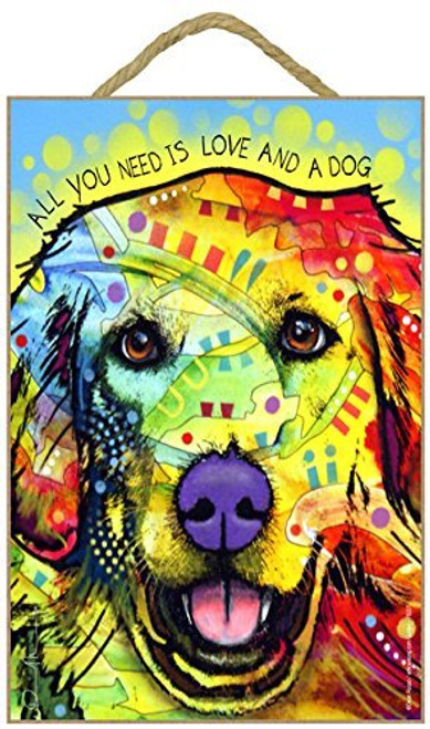 SJT ENTERPRISES INC_ Golden Retriever - All You Need is Love and a Dog 7 x 10_5 Wood Plaque Sign Featuring The Artwork of Dean Russo SJT78227 SJT ENTERPRISES INC_ Golden Retriever - All You Need is Love and a Dog 7 x 10_5 Wood Plaque Sign Featuring The Artwork of Dean Russo SJT78227