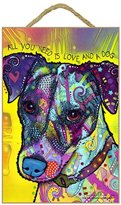 SJT ENTERPRISES INC_ Jack Russell - All You Need is Love and a Dog 7 x 10_5 Wood Plaque Sign Featuring The Artwork of Dean Russo SJT78228 SJT ENTERPRISES INC_ Jack Russell - All You Need is Love and a Dog 7 x 10_5 Wood Plaque Sign Featuring The Artwork of Dean Russo SJT78228
