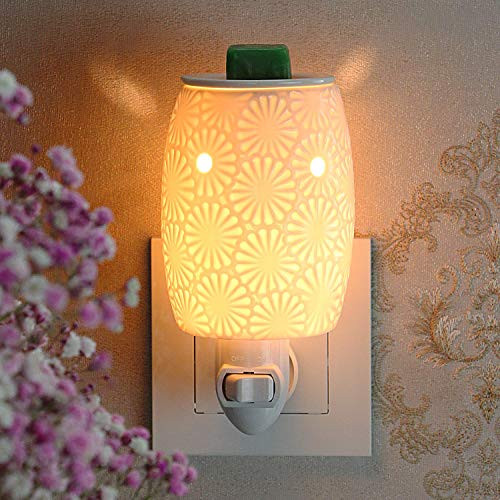 StarMoon Wax Warmer Plug in for Home Décor Plug in Wax Warmer Home Fragrance Diffuser Removable Dish No Flame with One More Bulb Daisy
