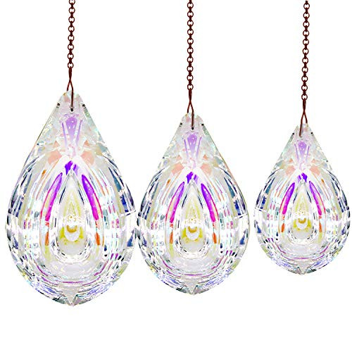 Together-life 3pcs Crystal Suncatcher Prism Pendant Rainbow Maker Hanging Suncatchers with Chain Window Sun CatcherImported Color Together-life 3pcs Crystal Suncatcher Prism Pendant Rainbow Maker Hanging Suncatchers with Chain Window Sun CatcherImported Color