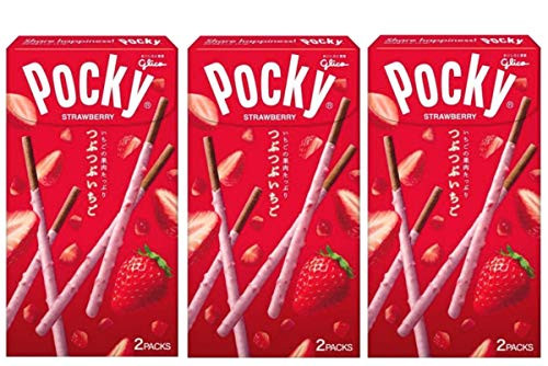 Glico POCKY Chocolate stick snacksStrawberry×3_ No_a329