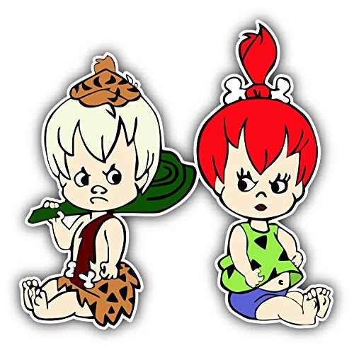cartoon The Flintstones Pebbles Bam Bam Rubble Car Bumper Sticker Decal - Longer Side 14