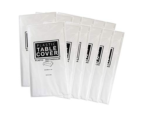 YETHAN 12-Pack Plastic Tablecloth 54 Inch_ x 108 Inch_ Rectangle Table Covers White