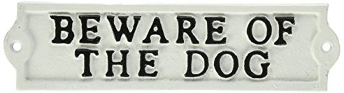 Abbott Collection "Beware Of The Dog" Ivory Cast Iron Sign