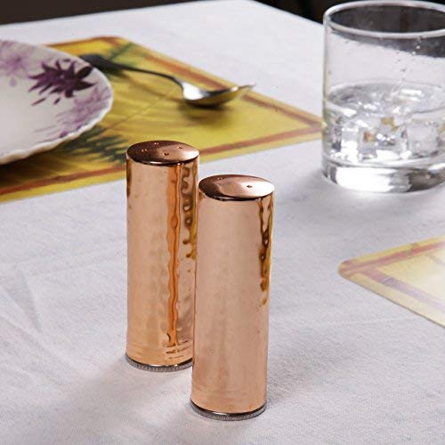 GoCraft Salt and Pepper Shakers  Elegant Designed Copper Finish Stainless Steel Salt and Pepper Shakers - 4 Hammered