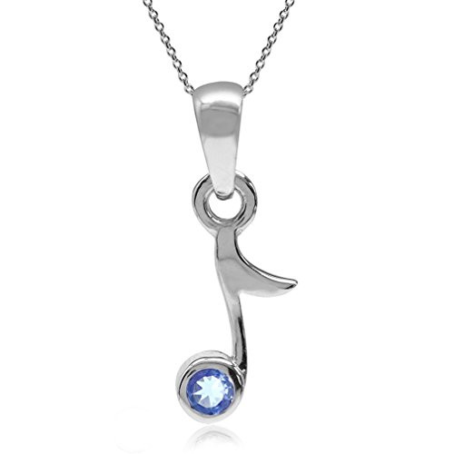 Silvershake Genuine Tanzanite 925 Sterling Silver Musical Note Pendant with 18 Inch Chain Necklace