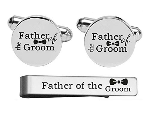 Kooer Custom Personalized Wedding Engraved Cuff Links Tie Clip Set Engrave Wedding Cufflinks Jewelry Gift Father of The Groom Set