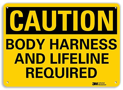 SmartSign Caution - Body Harness and Lifeline Required Sign  10 x 14 3M Reflective Aluminum