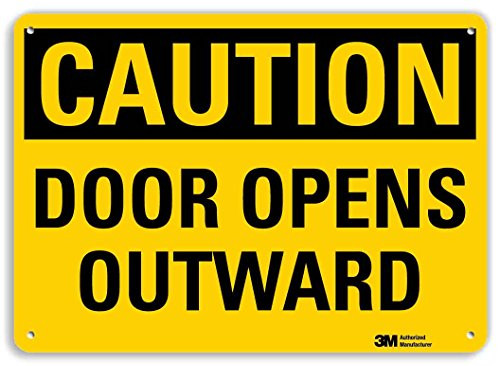 Smartsign U4-1215-RA-14X10Caution Door Opens Outward Reflective Recycled Aluminum Sign 14 x 10 Smartsign U4-1215-RA-14X10Caution Door Opens Outward Reflective Recycled Aluminum Sign 14 x 10