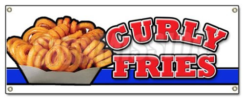 Curly Fries Banner Sign Potato Fries Burgers Restaurant Fried Ketchup