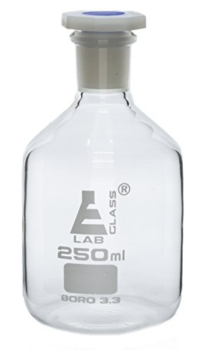 250mL 8_4oz Glass Reagent Bottle with Acid Proof Polypropylene Stopper Borosilicate 3_3 Glass - Eisco Labs