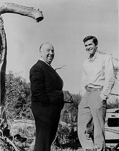 Psycho Cast Member with Hitchcock Black and White Portrait Photo Print 8 x 10 Psycho Cast Member with Hitchcock Black and White Portrait Photo Print 8 x 10