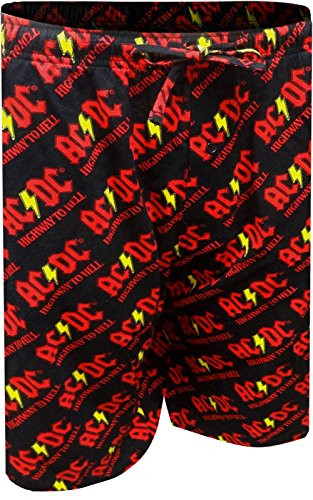 MJC Mens ACDC Highway to Hell Long Sleep Shorts Large Black