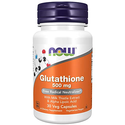 NOW Supplements Glutathione 500 mg With Milk Thistle Extract  and  Alpha Lipoic Acid Free Radical Neutralizer* 30 Veg Capsules NOW Supplements Glutathione 500 mg With Milk Thistle Extract  and  Alpha Lipoic Acid Free Radical Neutralizer* 30 Veg Capsules