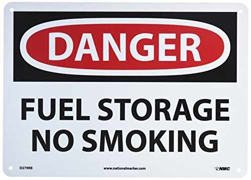 NMC D279RB OSHA Sign Legend DANGER - FUEL STORAGE NO SMOKING 14 Length x 10 Height Rigid Plastic BlackRed on White NMC D279RB OSHA Sign Legend DANGER - FUEL STORAGE NO SMOKING 14 Length x 10 Height Rigid Plastic BlackRed on White